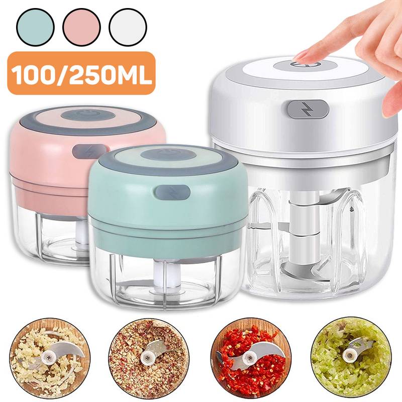 Electric Mini Garlic Chopper, 250ML USB Rechargeable Portable Electric Food Chopper, Wireless Small Food Processor for Chopping Garlic, Ginger, Chili, Minced Meat, Onion, Etc Kitchen Tools-250ml,2.0