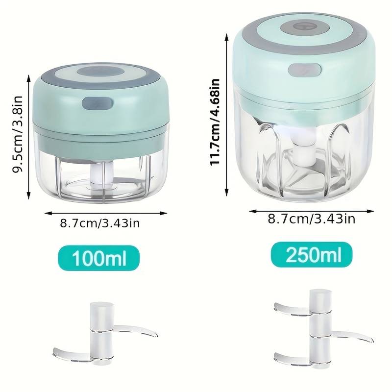 Electric Mini Garlic Chopper, 250ML USB Rechargeable Portable Electric Food Chopper, Wireless Small Food Processor for Chopping Garlic, Ginger, Chili, Minced Meat, Onion, Etc Kitchen Tools-250ml,2.0